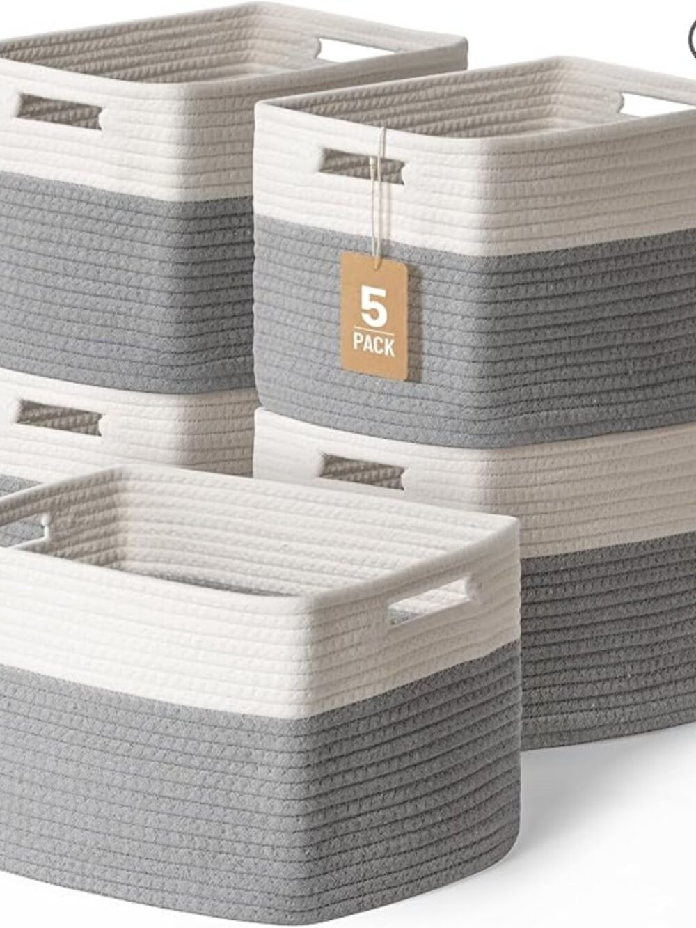 New 5  Pack Woven Storage Baskets, Decorative Storage Bins for Organizing | 13.8